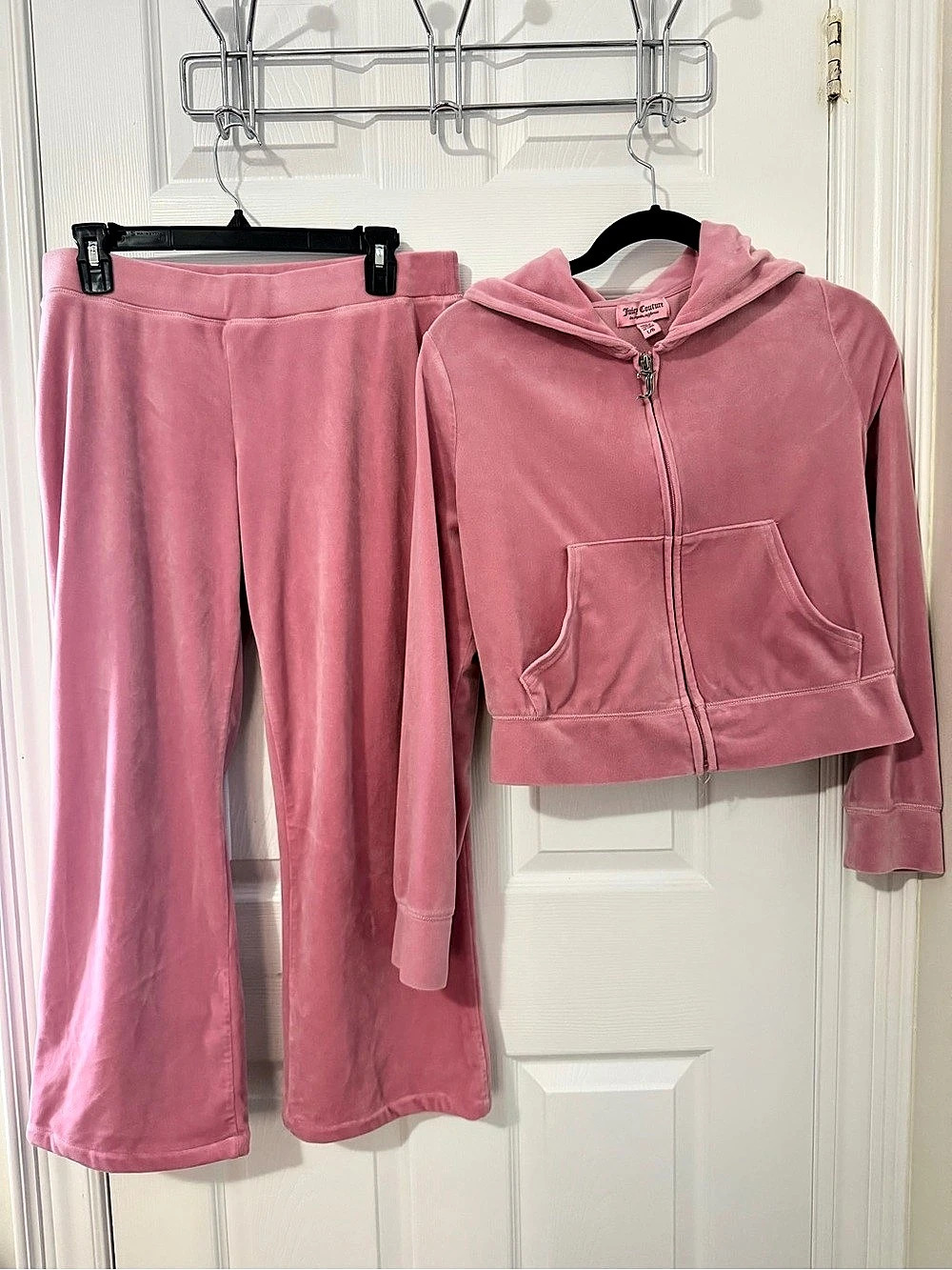 Juicy Couture Velour Rhinestone Crown Tracksuit Set Pink Rose
